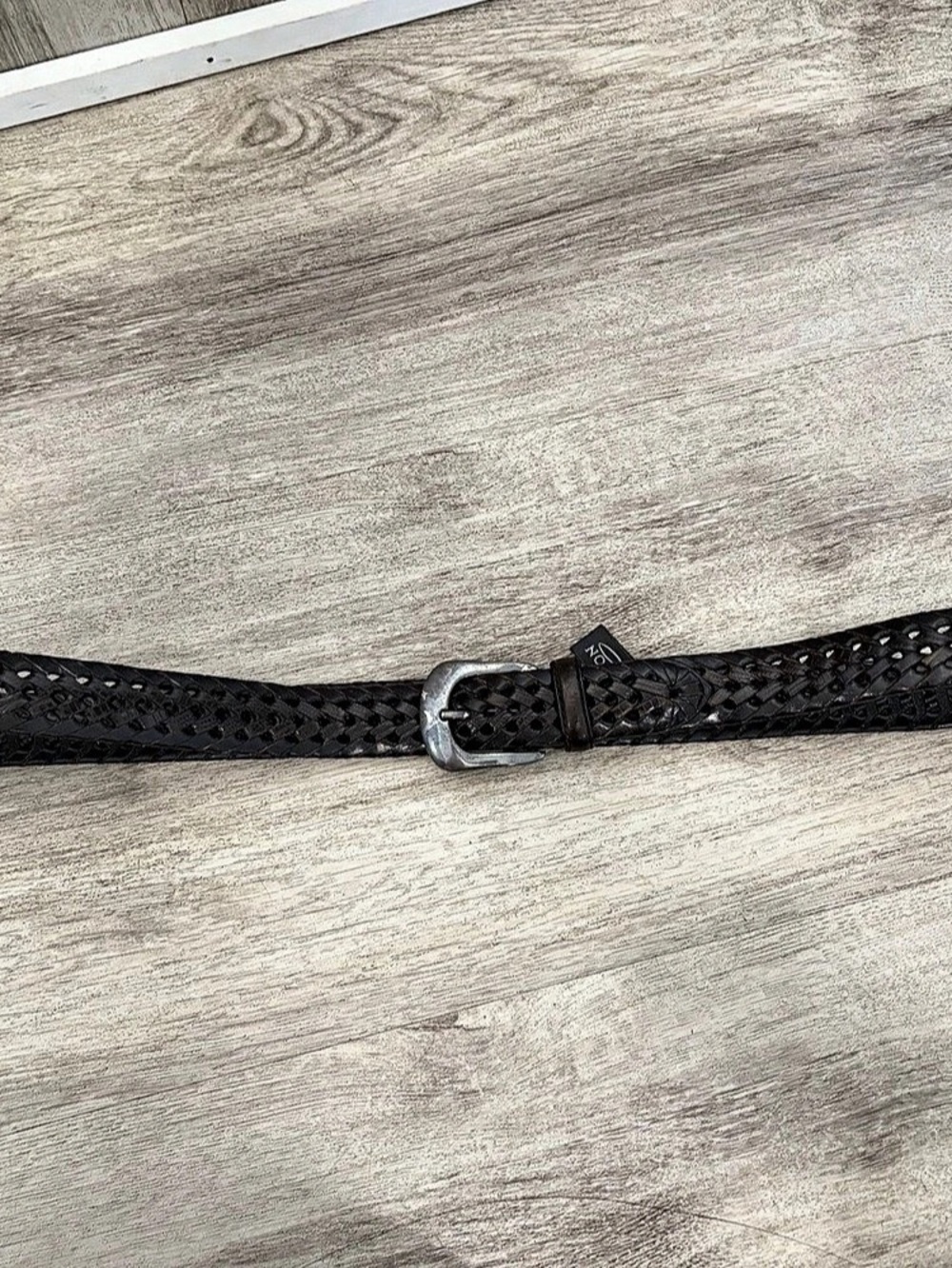 Brighton Black Leather Woven braided Belt Men's Womens Size 36 Silver Buckle